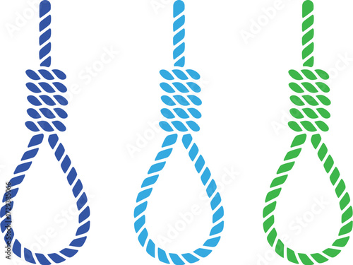Three colorful noose knots hanging, symbolizing difficult choices or dilemmas.