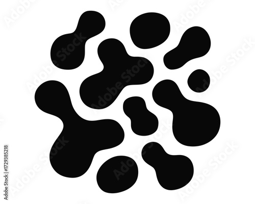 Abstract Black Blob Shapes Forming a Repeating Organic Pattern on a White Background