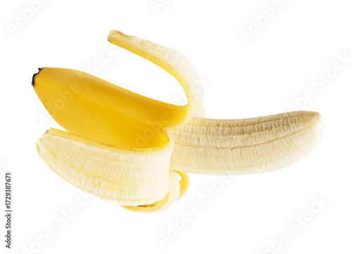 peeled banana isolated on white