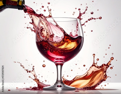 wine is being poured in a glass and it is swirling and coming out of the glass