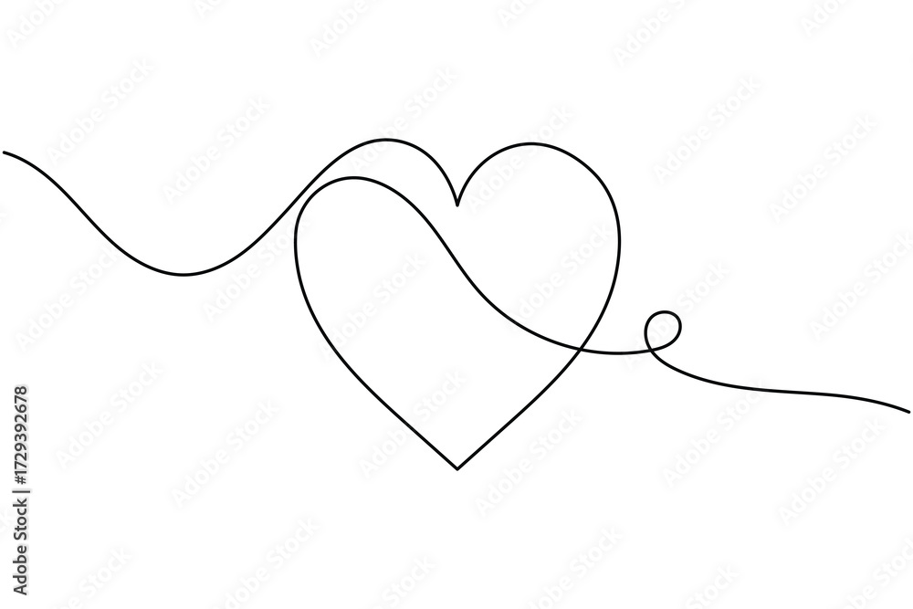 Fototapeta premium Romantic love heart shape continuous one line drawing minimalist abstract vector illustration