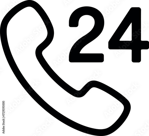 24 hour customer service hotline icon, representing constant availability and support.