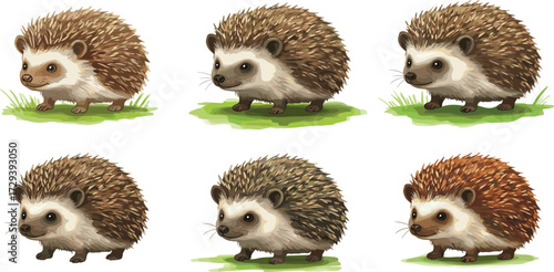 Hedgehog illustration, cartoon animal, cute wildlife, character design, furry creature, nature art, digital drawing, spiky mammal, grassy patch, expressive poseHedgehog illustration, cartoon animal