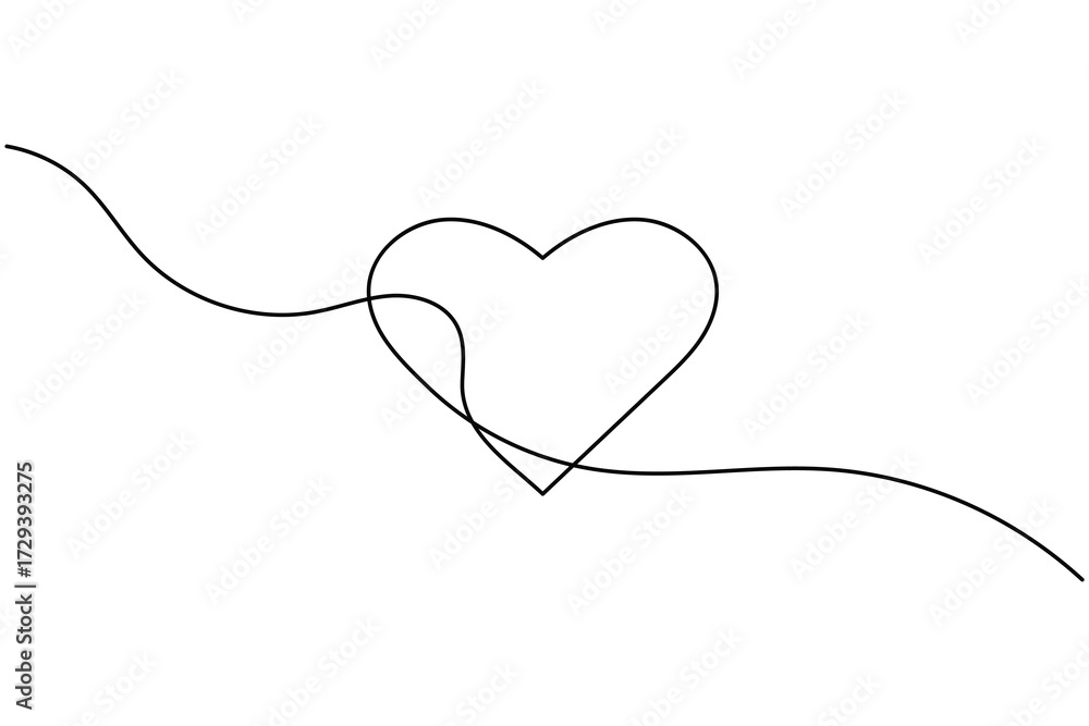 Fototapeta premium Romantic love heart shape continuous one line drawing minimalist abstract vector illustration