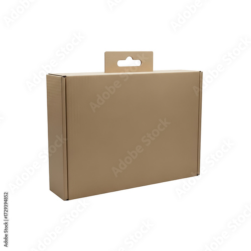 Cardboard box with euro slot for retail display and packaging solutions isolated on transparent background
