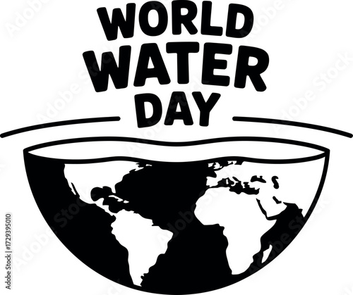World Water Day celebration graphic with planet Earth illustration