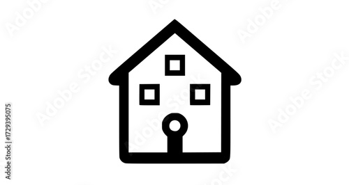 a simple house icon with a keyholeblack, flat, home, house, house exterior, icon, illustration, key, lock, padlock, symbol, web 