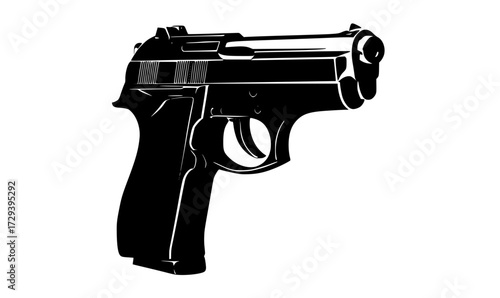 a black and white silhouette of a handgunblack, bullet, gun, handgun, icon, illustration, profile, toy gun, weapon 