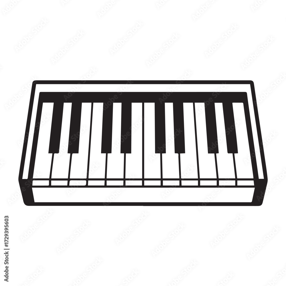 Fototapeta premium Keyboard illustration isolated on white background featuring piano keys, representing music, musical instruments, and the art of playing keyboard for creative expression