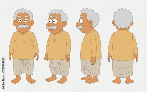 Indian old man cartoon character. moral stories for the best cartoon character. 2d best cartoon character
