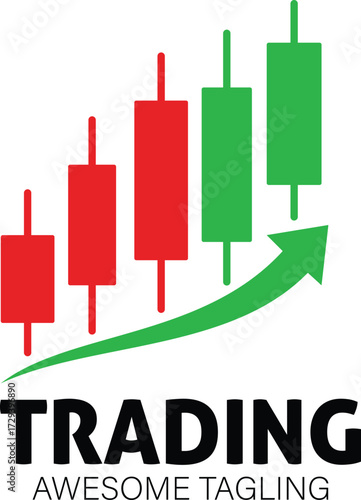 Vector art of trading graph with upward trend and text