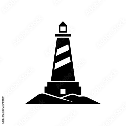 Silhouette of a lighthouse art on transparent background