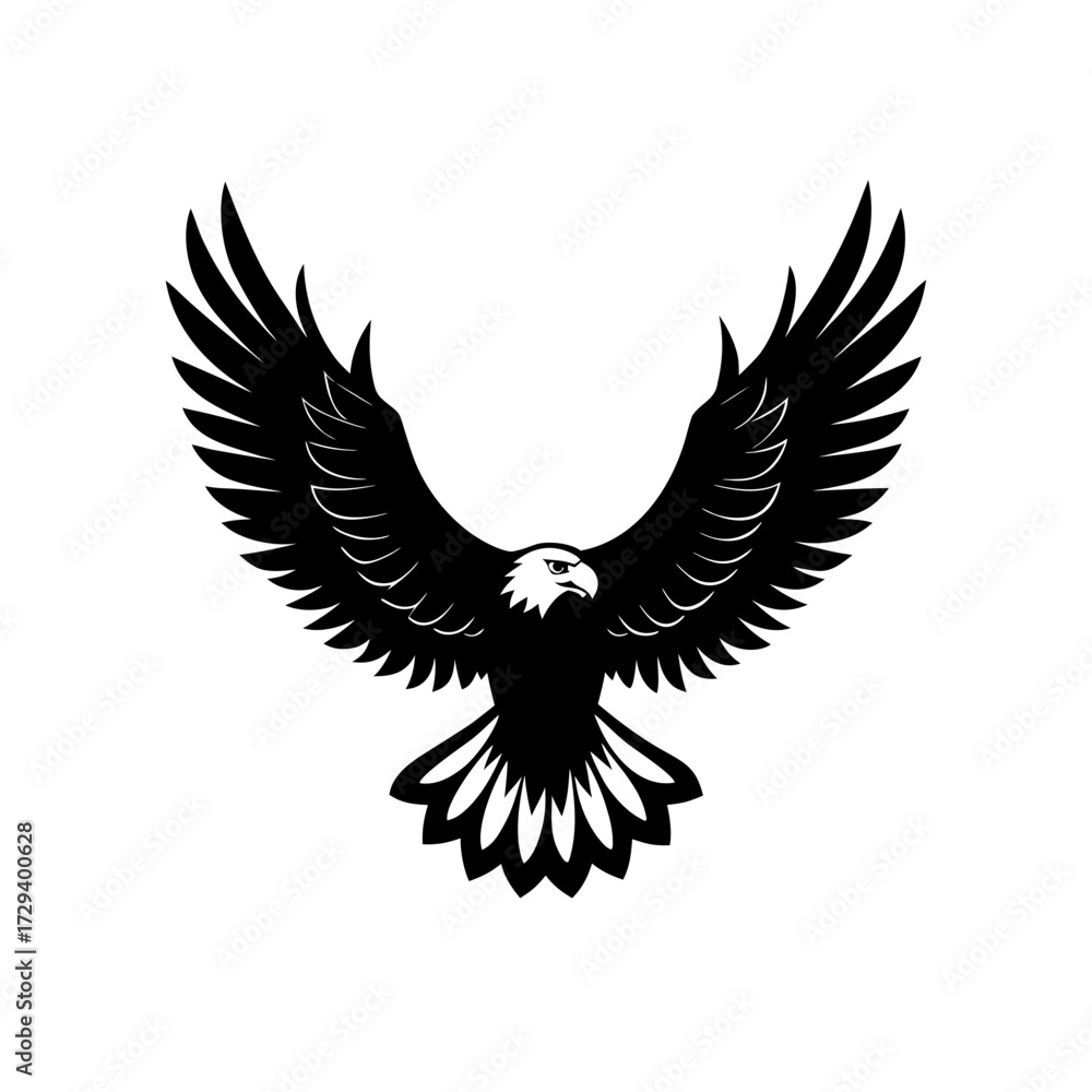 Obraz premium Eagle flying with open wings on transparent background silhouette