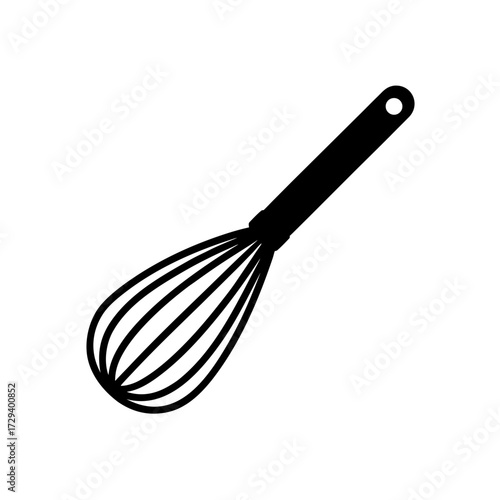 A simple black whisk drawing on transparent background silhouette