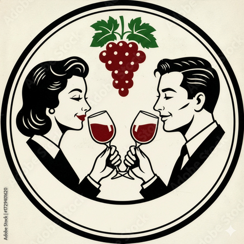 Retro Style Couple Brindisi Expression Vector