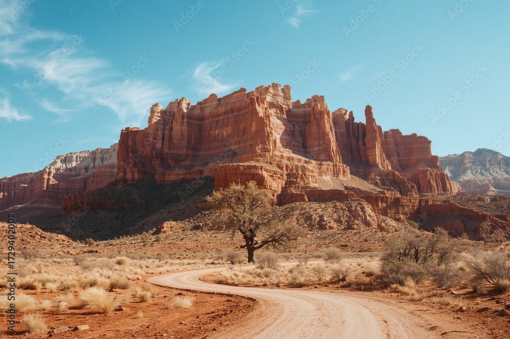 Fototapeta premium Mountain scenery with desert trees and rocky landscape for hiking and tourism