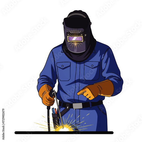 Welder at Work A Professional Illustration of a Skilled Tradesman in Action