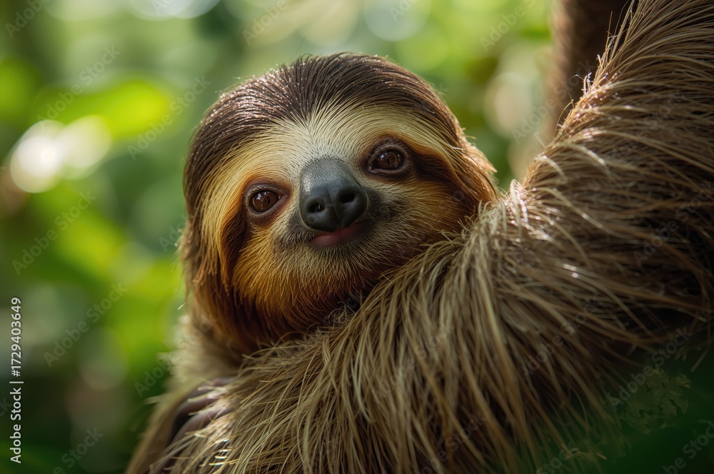 Naklejka premium Detailed close-up of a Two-toed sloth (Choloepus didactylus)