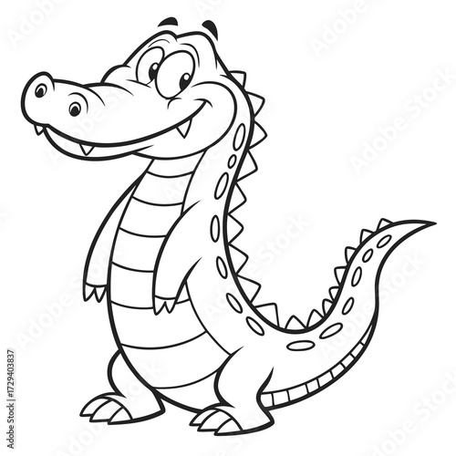 Smiling cartoon alligator standing reptile animal
