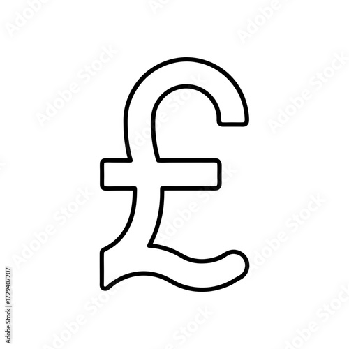 Outline of a pound sterling sign on transparent background