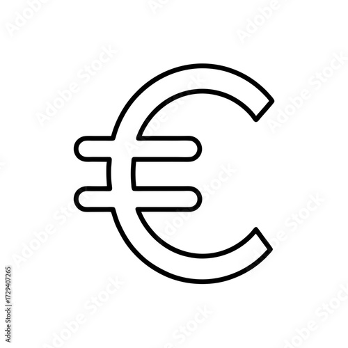 Outline drawing of euro sign on transparent background