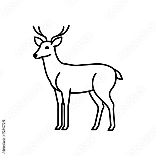 Simple outline drawing of deer on transparent background