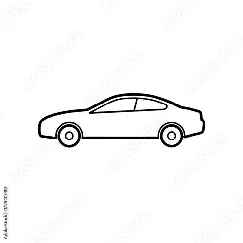 Outline drawing of a car side on transparent background