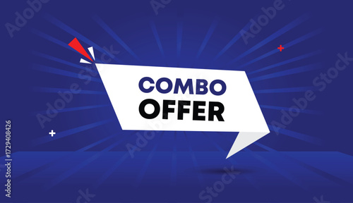 editable web banner vector art illustration badge label template design combo offer white shapes blue dark light sun shine abstract background 4k creative modern style graphic
