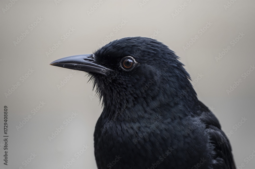 Obraz premium Detailed View of a Dark-feathered Bird