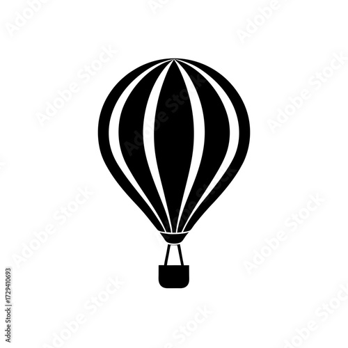 Silhouette of a hot air balloon ride on transparent background