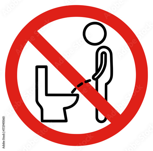reminder for maintaining restroom cleanliness by prohibiting standing urination in toilets to ensure better hygiene and comfort for all users