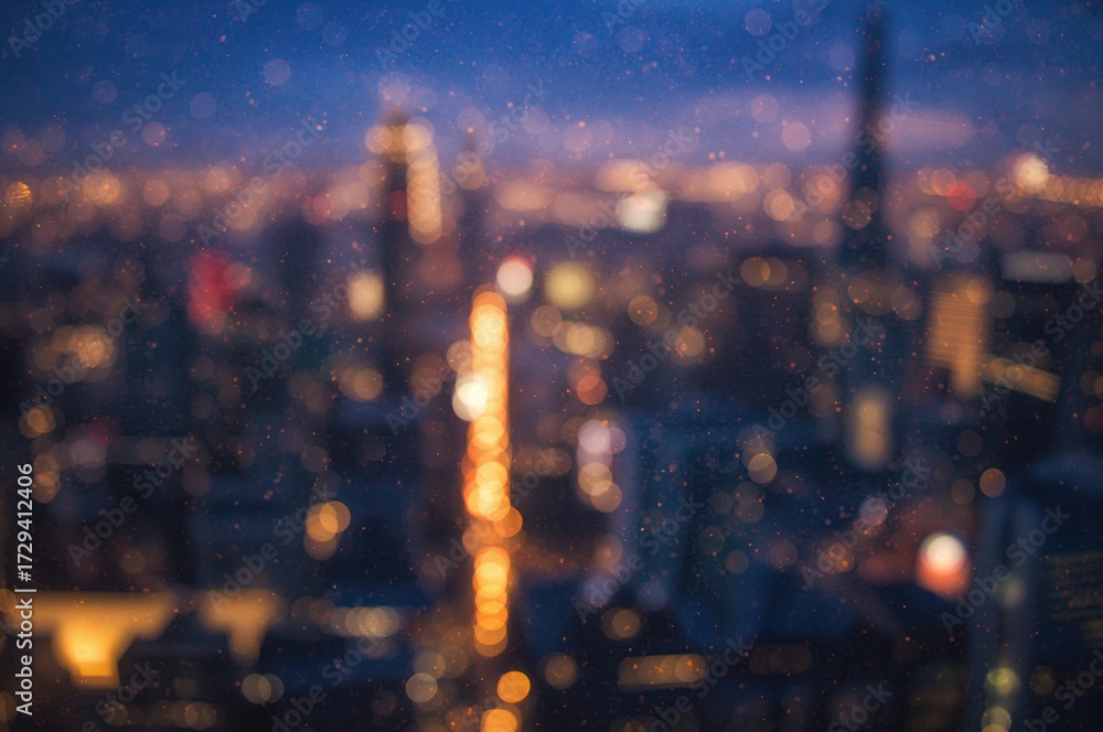 Obraz premium Twilight urban lights with bokeh effect