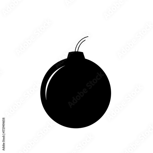 Simple black cartoon bomb icon on transparent background silhouette
