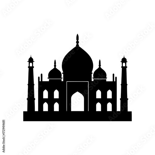 Silhouette of the taj mahal on transparent background