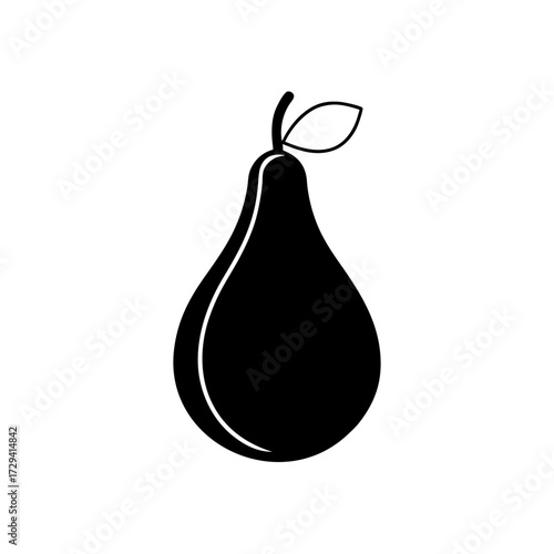 Silhouette of a single pear on transparent background