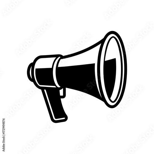 Illustration of a megaphone icon on transparent background silhouette