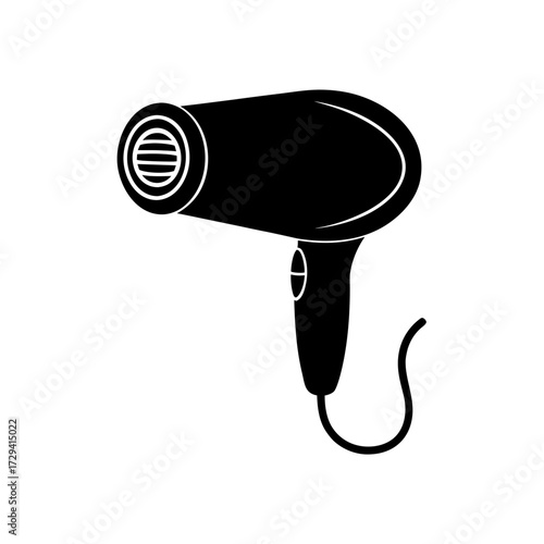 Simple hair dryer black outline on transparent background silhouette