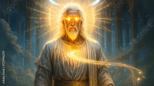 Glorified Jesus Christ with Sword of Revelation in Heavenly Light