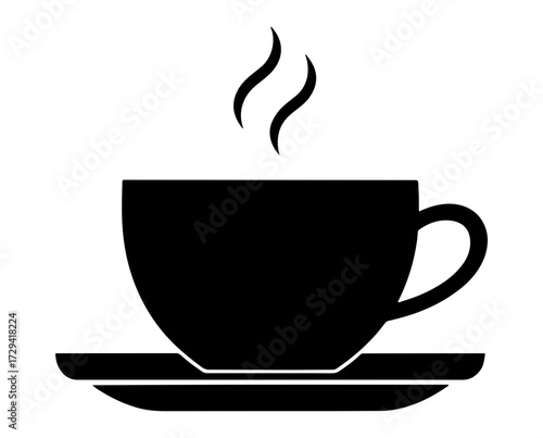 Vector art of silhouette of a steaming cup of coffee, perfect for a morning beverage