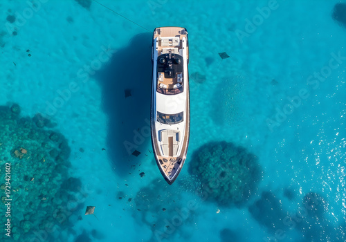 Luxury Yacht Floating in Crystal Clear Water