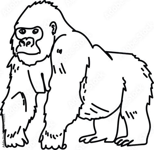 Gorilla Hand Drawn Doodle Art Sketch, Gorilla Doodle Sketch, Gorilla Doodle Drawing Illustration