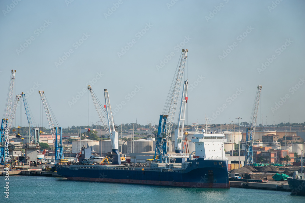 Fototapeta premium The Port of Civitavecchia, containerized cargo dock, Lazio, Italy.