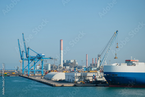 The Port of Civitavecchia, containerized cargo dock, Lazio, Italy.
