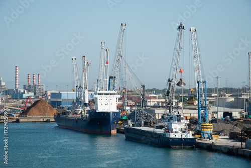 The Port of Civitavecchia, containerized cargo dock, Lazio, Italy.