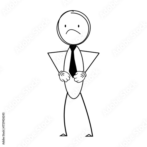 Victor illustration stick man symbol.  stick figure clipart. stickman with tie. Stress and frustrated stickman figure. 