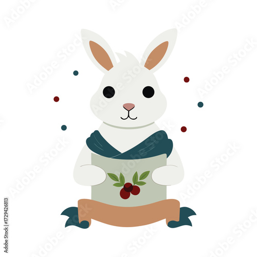 Rabbit Vector Laurel Wreath Toga Scarf Classical Theme Illustration