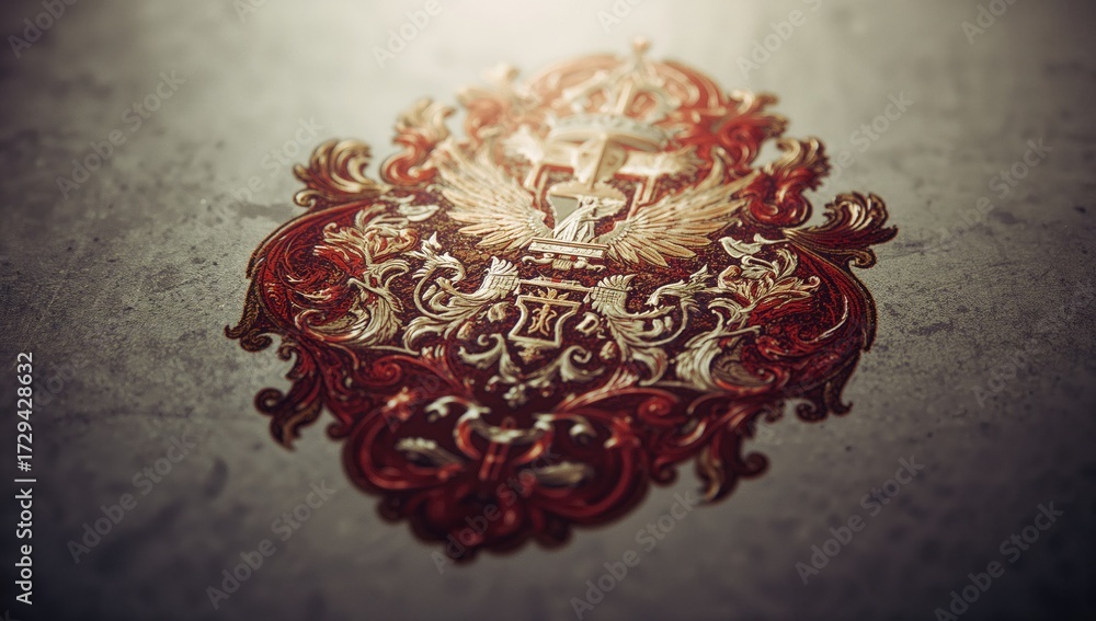 Obraz premium Vintage ornamental crest design in vector style