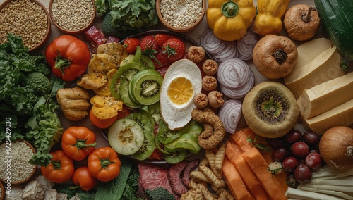 Wallpaper Mural Concept of healthy vegan and vegetarian cuisine. Foods rich in antioxidants, fiber, beneficial carbohydrates, and vitamins. Overhead perspective Torontodigital.ca