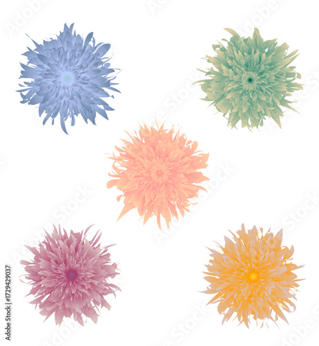 Pastel volumetric fantasy flowers