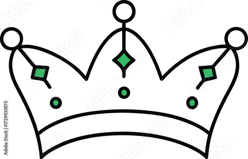 Golden Crown with Ruby and Emerald Jewels Gleaming